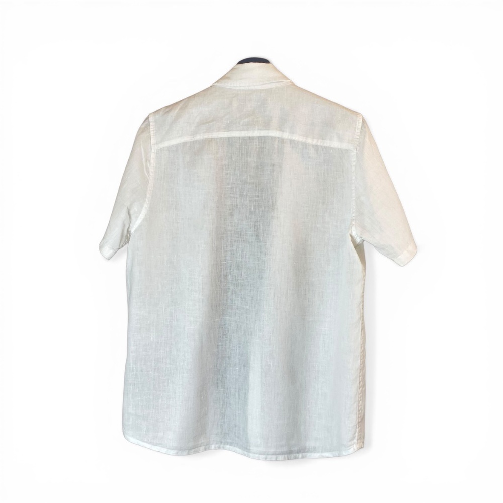 Abercrombie & Fitch 100% Linen Short Sleeve Shirt In White Size S - Picture 4 of 9